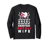 Funny Smartass Nepali Wife Nepal Flag Spouses Manga Larga