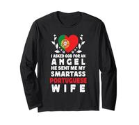 Funny Smartass Portuguese Wife Portugal Flag Spouses Manga Larga