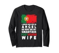 Funny Smartass Portuguese Wife Portugal Flag Spouses Manga Larga