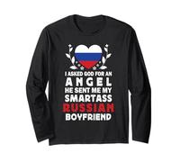 Funny Smartass Russian Boyfriend Russia Flag Manga Larga