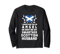 Funny Smartass Scottish Husband Scotland Flag Spouses Manga Larga