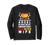 Funny Smartass Spanish Wife Spain Flag Spouses Manga Larga
