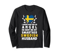 Funny Smartass Swedish Husband Sweden Flag Spouses Manga Larga