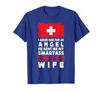 Funny Smartass Swiss Wife Switzerland Flag Spouses Camiseta, Hombre, Azul Real, XL