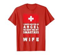 Funny Smartass Swiss Wife Switzerland Flag Spouses Camiseta, Hombre, Rojo, S