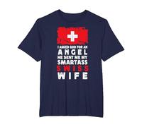 Funny Smartass Swiss Wife Switzerland Flag Spouses Camiseta, Hombre Tallas Grandes, Azul Marino, 6X Alto