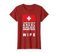 Funny Smartass Swiss Wife Switzerland Flag Spouses Camiseta, Mujer, Arándano, S