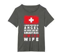 Funny Smartass Swiss Wife Switzerland Flag Spouses Camiseta, Mujer Tallas Grandes, Asfalto, 6XL Grande