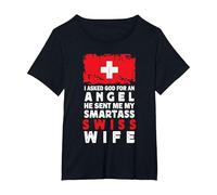 Funny Smartass Swiss Wife Switzerland Flag Spouses Camiseta, Mujer Tallas Grandes, Negro, 4XL Grande