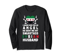 Funny Smartass Syrian Husband Syria Flag Spouses Manga Larga