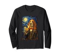 Funny Smoking Basset Hound Artwork Vintage Dog Meme in Suit Manga Larga