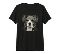 Funny Smoking Beagle Dog Meme Cigarette Grunge Beanie Camiseta Premium