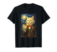 Funny Smoking Cat Meme Artwork Vintage White Cat in Suit Camiseta