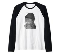 Funny Smoking Cat Meme Cigarette Grunge Beanie Aesthetic Camiseta Manga Raglan