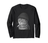Funny Smoking Cat Meme Cigarette Grunge Beanie Aesthetic Manga Larga