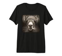 Funny Smoking Donkey Meme Cigarette Grunge Beanie Jackass Camiseta Premium