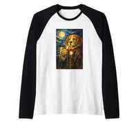 Funny Smoking Elegant Beagle Artwork Vintage Dog in Suit Camiseta Manga Raglan