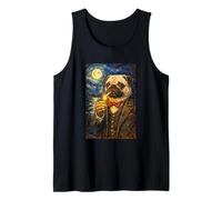 Funny Smoking Elegant Pug Artwork Vintage Pug Dog in Suit Camiseta sin Mangas