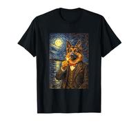 Funny Smoking German Shepherd Artwork Vintage Dog in Suit Camiseta