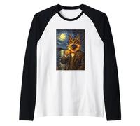 Funny Smoking German Shepherd Artwork Vintage Dog in Suit Camiseta Manga Raglan
