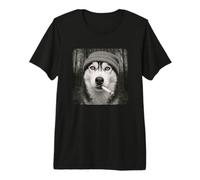 Funny Smoking Husky Dog Meme Cigarette Grunge Beanie Camiseta Premium