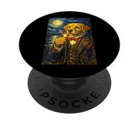 Funny Smoking Labrador Retriever Artwork Vintage Dog in Suit PopSockets PopGrip Adhesivo