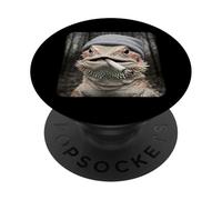 Funny Smoking Lizard Meme Cigarette Grunge Beanie Reptile PopSockets PopGrip Adhesivo