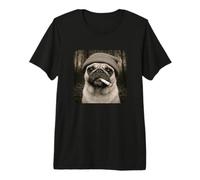 Funny Smoking Pug Dog Meme Cigarette Grunge Beanie Cigarette Camiseta Premium