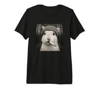 Funny Smoking Rabbit Meme Cigarette Grunge Beanie Bunny Pun Camiseta Premium
