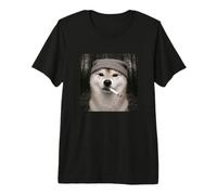 Funny Smoking Shiba Inu Dog Meme Cigarette Grunge Beanie Camiseta Premium
