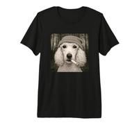 Funny Smoking White Poodle Dog Meme Cigarette Grunge Beanie Camiseta Premium