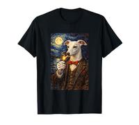Funny Smoking White Sighthound Artwork Vintage Dog in Suit Camiseta