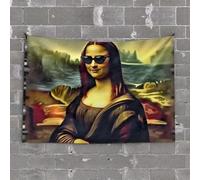 Funny Sogns Modern Twist On Mona Lisa: Tapiz de gafas de sol y naturaleza para hombre, decoración de cueva, tapiz para colgar en la pared (100 x 150 cm)