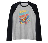 Funny Solo Buenas Vibras Loro Psicodélico Camiseta Manga Raglan