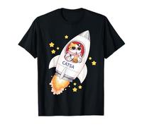 Funny Space Cat Astronauta Bebiendo Boba Bubble Milk Tea Niños Camiseta