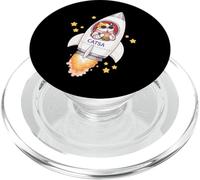 Funny Space Cat Astronauta Bebiendo Boba Bubble Milk Tea Niños PopSockets PopGrip para MagSafe