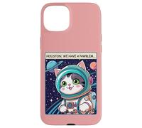 Funny Space Cat Houston We Have a Pawblem Accessories Carcasa para iPhone 15 Plus