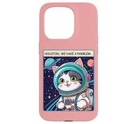 Funny Space Cat Houston We Have a Pawblem Accessories Carcasa para iPhone 15 Pro