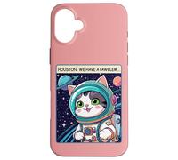 Funny Space Cat Houston We Have a Pawblem Accessories Carcasa para iPhone 16 Plus