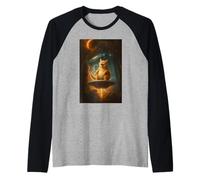 Funny Space, Cat UFO Alien, Abduction Astronaut Design Camiseta Manga Raglan