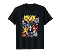 Funny Space Cats, Space Cats Illustration Graphic Cartoon Camiseta gráfica económica, Hombre, Negro, S