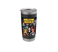 Funny Space Cats, Space Cats Illustration Graphic Cartoon Vaso térmico de acero inoxidable de doble pared