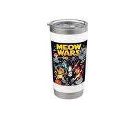 Funny Space Cats, Space Cats Illustration Graphic Cartoon Vaso térmico de acero inoxidable de doble pared