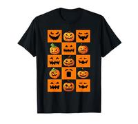 Funny Spooky and Cute Pumpkin Faces Halloween Grid Camiseta