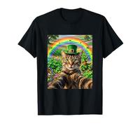 Funny St Patrick's Day Cat Selfie with Leprechaun Camiseta