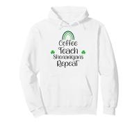 Funny St Patricks Teacher Shenanigans Coffee Teach Repeat Sudadera con Capucha