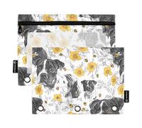 Funny Staffordshire Bull Terrier Dogs - Estuche transparente con bolsillo para lápices de 3 anillos con agujeros para carpeta, accesorios de papelería escolar