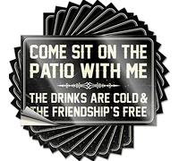 Funny Sticker Farmhouse - Adhesivo de vinilo impermeable | Come Sit On The Patio with Me The Drinks are Cold and The Friendship is Free Autumn Bottle para proyectos de bricolaje de la tierra (8 x 12