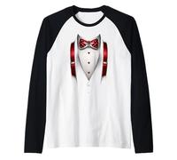 Funny Suit Costume Formal Bow Tie Halloween Tuxedo Camiseta Manga Raglan