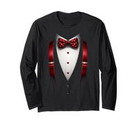 Funny Suit Costume Formal Bow Tie Halloween Tuxedo Manga Larga